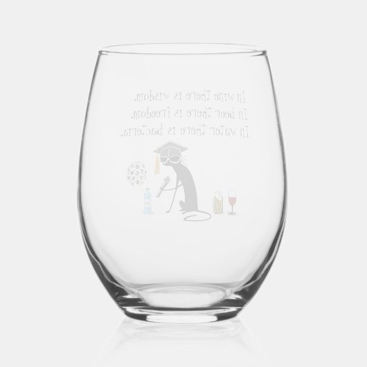 In wijn is er Wisdom Funny Wine Gezegde Wijnglas Zonder Voet (Achterkant)