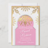 in wit en roze Sweet Sixteen Invitation Kaart (Voorkant)