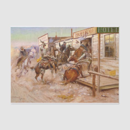 In Without Knocking, 1909 by Charles M Russell Tissuepapier (Voorkant)