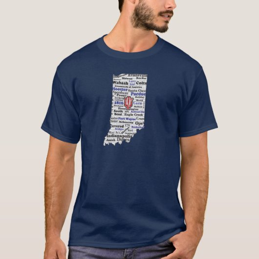 IN Word Cloud (V1 Blauw) mannen shirt (Voorkant)