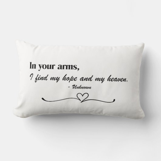 "In Your Arms" Kussen met tekst voor liefhebbers (Voorkant)