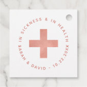 In ziekte en gezondheid katerkit Rose Goud Bedankjes Labels (Achterkant)