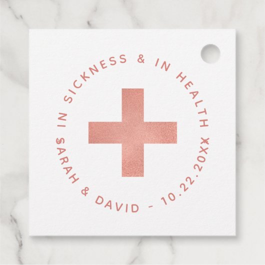 In ziekte en gezondheid katerkit Rose Goud Bedankjes Labels (Achterkant)