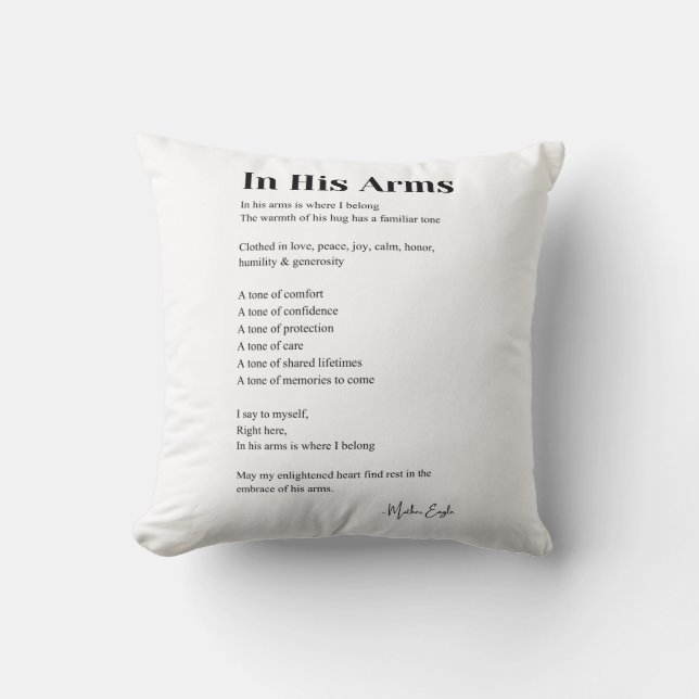 In zijn armen poëzie decor kussen (Voorkant)