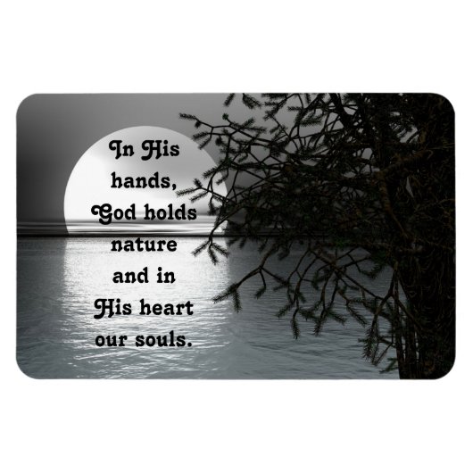 In zijn handen reflecterend maan magneet (Horizontaal)