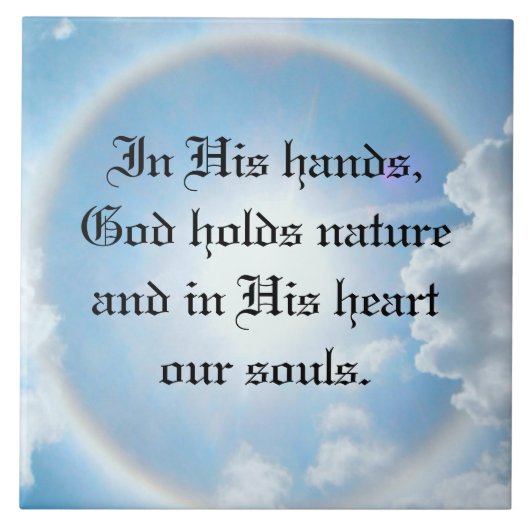 In zijn handen tegeltje (Voorkant)