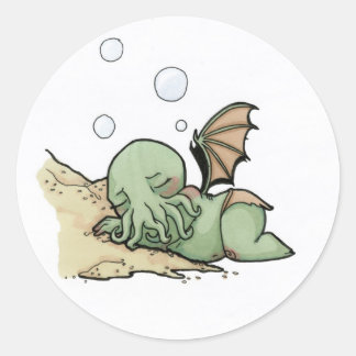 In zijn huis bij R'lyeh, dood Cthulhu wacht dromen Ronde Sticker