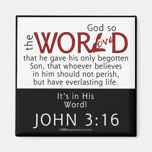 In Zijn Word-John 3:16 Manuscript Magneet (Voorkant)