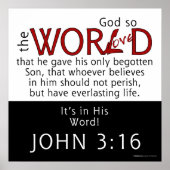 In Zijn Word-John 3:16 Manuscript Poster (Voorkant)