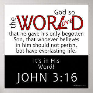 In Zijn Word-John 3:16 Manuscript Poster