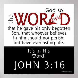 In Zijn Word-John 3:16 Manuscript Poster
