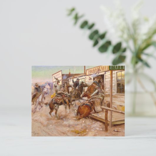 In zonder het te weten door Charles Marion Russell Feestdagenkaart (Staand voorkant)