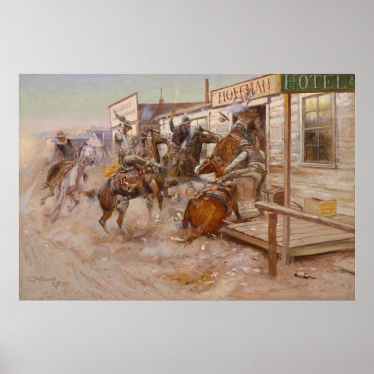 In zonder het te weten door Charles Marion Russell Poster (Voorkant)