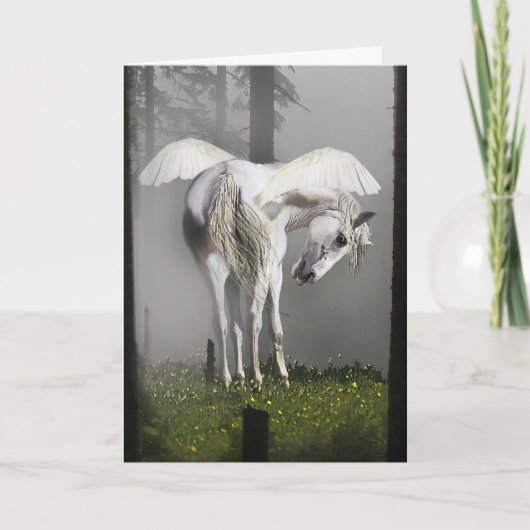 "IN ZONLICHT" Wenskaart PEGASUS Kaart (Voorkant)