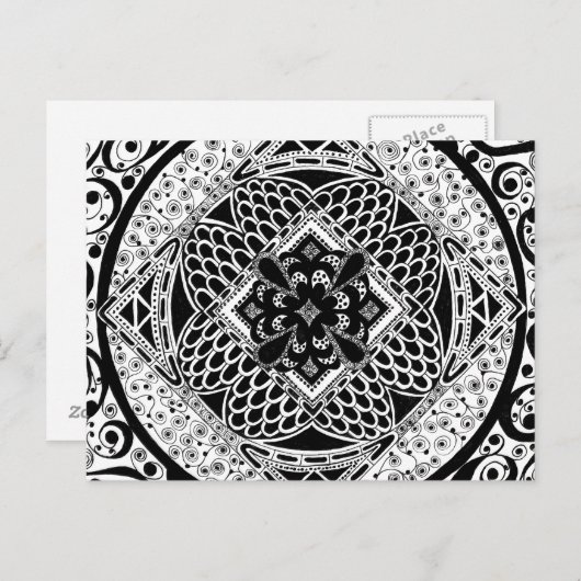 in zwart-wit briefkaart (Voorkant / Achterkant)