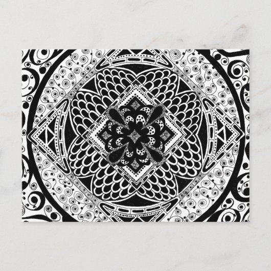 in zwart-wit briefkaart (Voorkant)