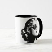 In zwart-wit gestileerde portret. mok (Voorkant rechts)