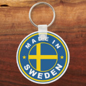in zweden vervaardigd etiket van de productvlag sleutelhanger (Voorkant)