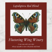 Inachis io - The European Peacock Butterfly Wijn Etiket (Enkel label)