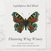 Inachis io - The European Peacock Butterfly Wijn Etiket (Enkel label)