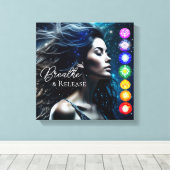 Inademen en loslaten | Mooie etherische vrouw Canvas Afdruk (Insitu (Houten vloer))