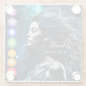 Inademen en loslaten | Mooie etherische vrouw Glazen Onderzetter (Achterkant)