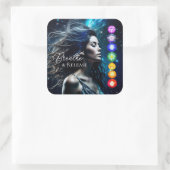 Inademen en loslaten | Mooie etherische vrouw Vierkante Sticker (Tas)