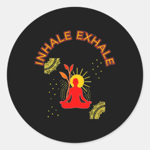 Inademen Uitademen Meditatie Energie Mandala Kunst Ronde Sticker