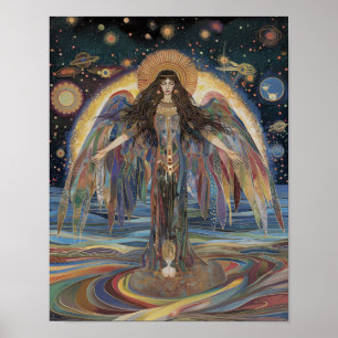 Inanna Anunnaki Godin Zwarte Regenboog Surrealisti Poster