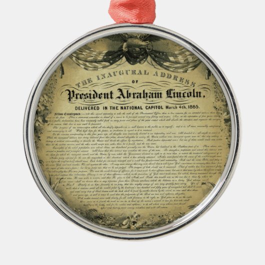 Inaugurale Adres van President Abraham Lincoln Metalen Ornament (Voorkant)