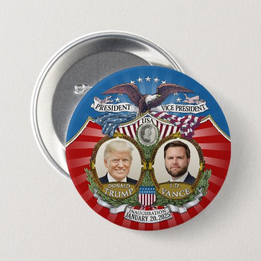 Inauguratie Overwinning - Donald Trump JD Vance Ronde Button 7,6 Cm (Voorkant /achterkant)