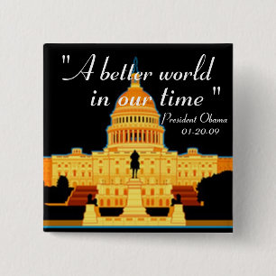 Inauguratie Speech Obama-toets Vierkante Button 5,1 Cm