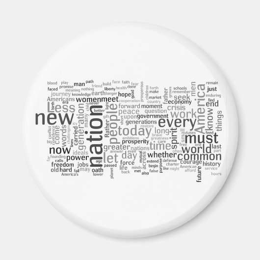 Inauguratie toespraak van Obama Tagcloud Magnet (Voorkant)