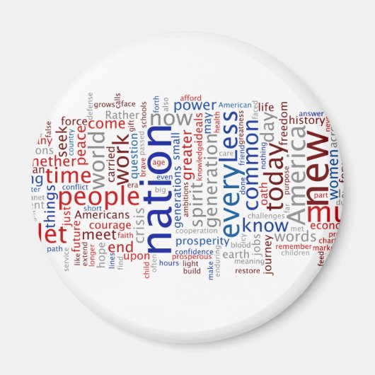 Inauguratie toespraak van Obama Tagcloud Magnet (Voorkant)