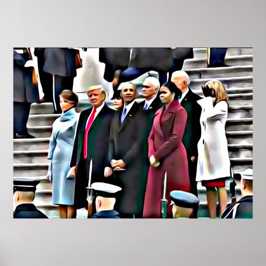 Inauguratiedag President Obama & Donald Trump Poster (Voorkant)
