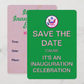 Inauguratiedag roze groene uitnodiging (Voorkant / Achterkant)