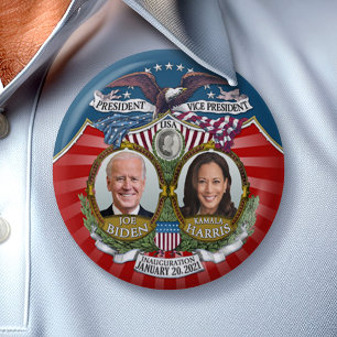 Inauguration Biden Harris Collectible Joe Kamala Ronde Button 7,6 Cm