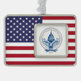 Inauguration Donald Trump Mike Pence 2017 Logo USA Verzilverd Omlijst Ornament