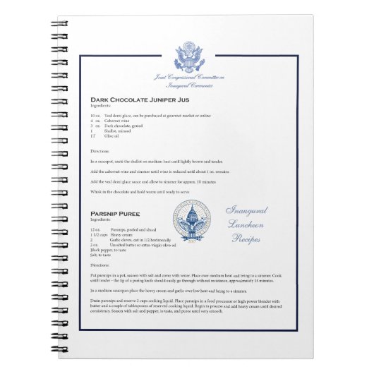 Inaugurele lunch recept chocolade jus puree notitieboek (Voorkant)