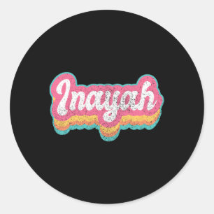 Inayah Voornaam Meisje Vintage 70s 80s Personalise Ronde Sticker