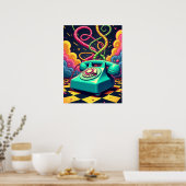 Inbellen in de neondroom - Retro Surreal Pop Art Poster (Keuken)