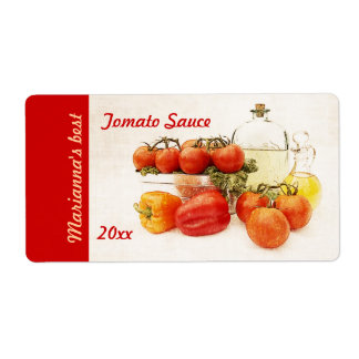 Inbliketiket voor tomaat of pastasaus etiket