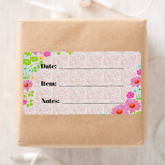 Inblikken en voedselopslag Roze Bloemetiketten Etiket (Insitu)