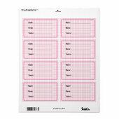 Inblikken en voedselopslagetiketten in Pink Gingha Etiket (Full Sheet)