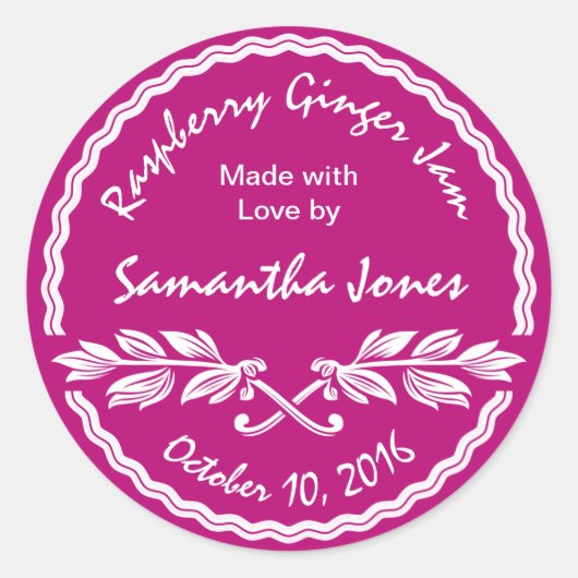 Inblikken Label Roze en Wit Klassieke Jam / Jelly (Voorkant)