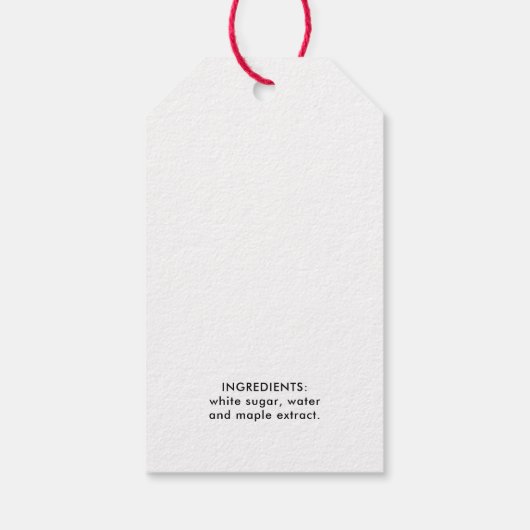 Inblikken van ahornsiroop cadeaulabel (Achterkant)