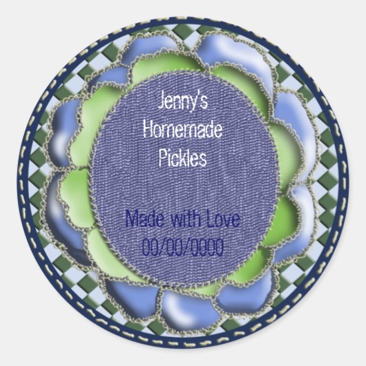 inblikken van denim-rozet ronde sticker (Voorkant)