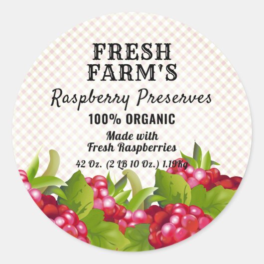 Inblikken van frambozenfruit | Jam-label Ronde Sticker (Voorkant)