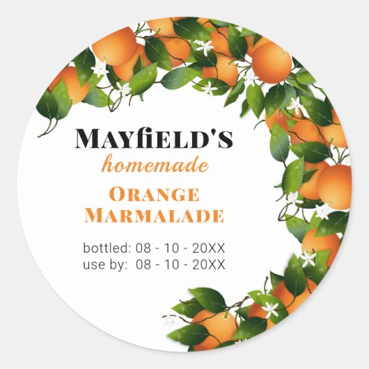 Inblikken van Oranje vruchten | Jam Jar Label (Voorkant)