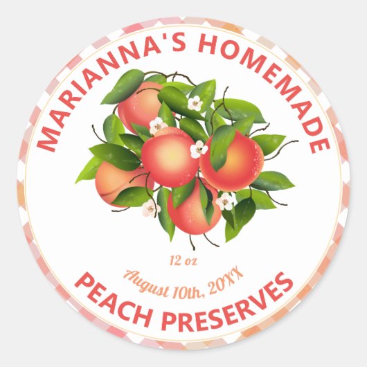Inblikken van perzikvruchten | Jam Jar Label (Voorkant)